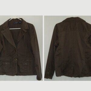 Allison Brittney Earth Brown Cotton Jacket Women Size 14